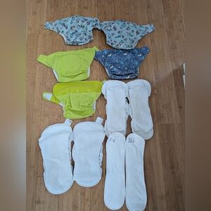 Bundle Of 5 Grovia Cloth Diapers With Inserts